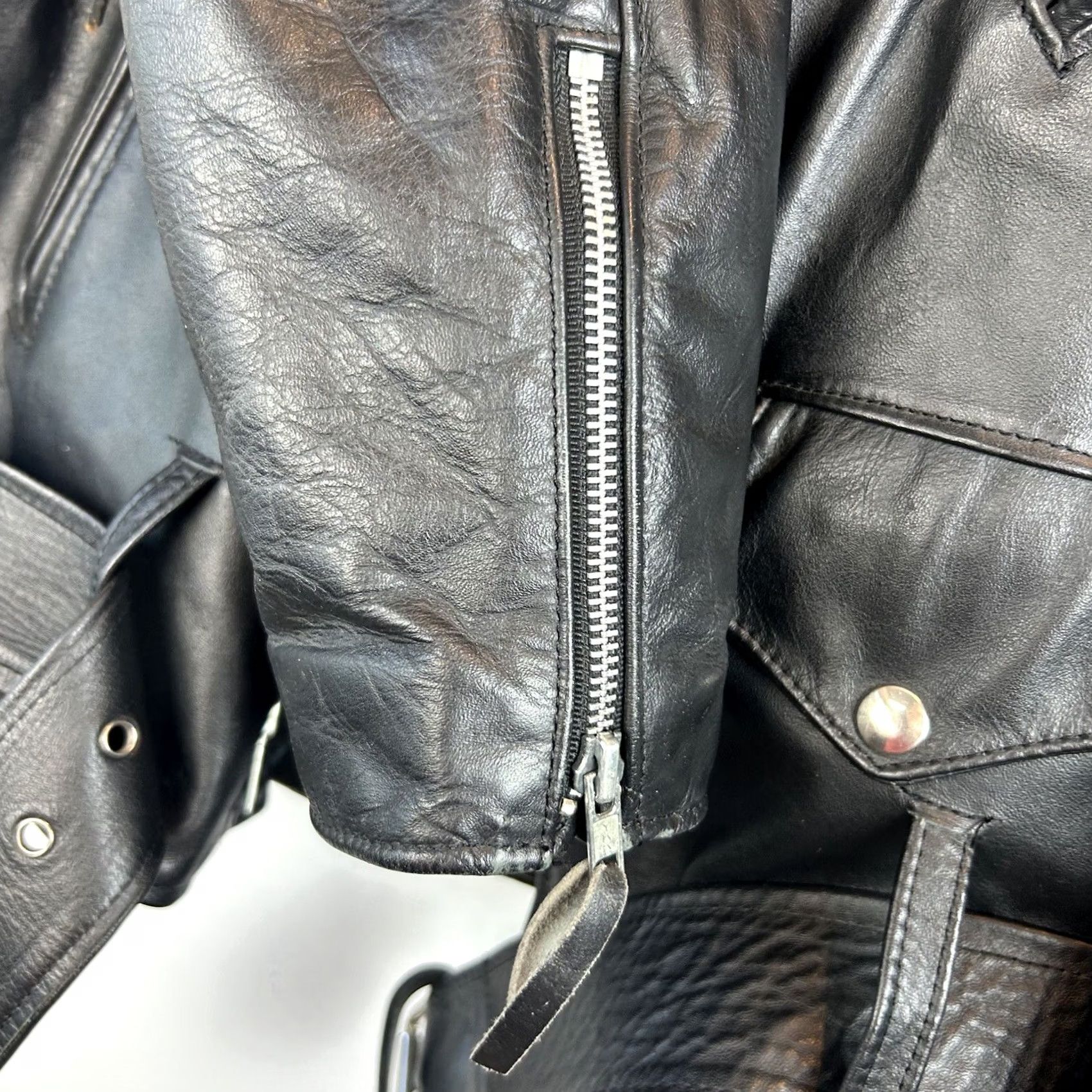 Vintage VINTAGE Leather Jacket Mens 46 Moto Black Eagle Unique Artwork Made USA Signed Jacket Size US S / EU 44-46 / 1 - 7 Thumbnail