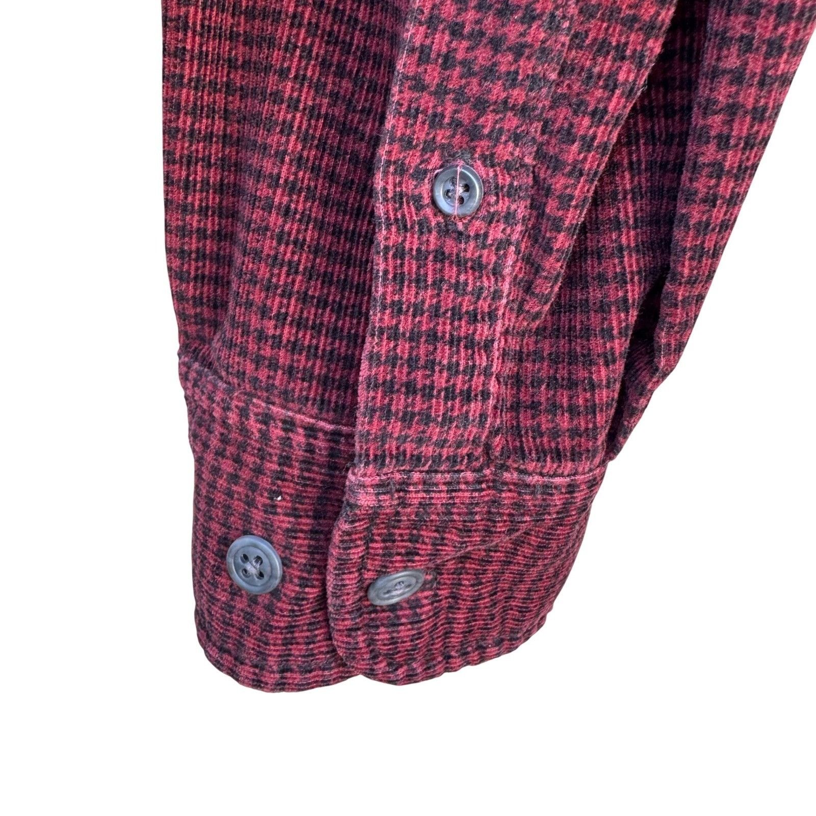 Eddie Bauer Eddie Bauer Mens Burgundy Houndstooth Corduroy Button Up Shi Size US L / EU 52-54 / 3 - 6 Thumbnail