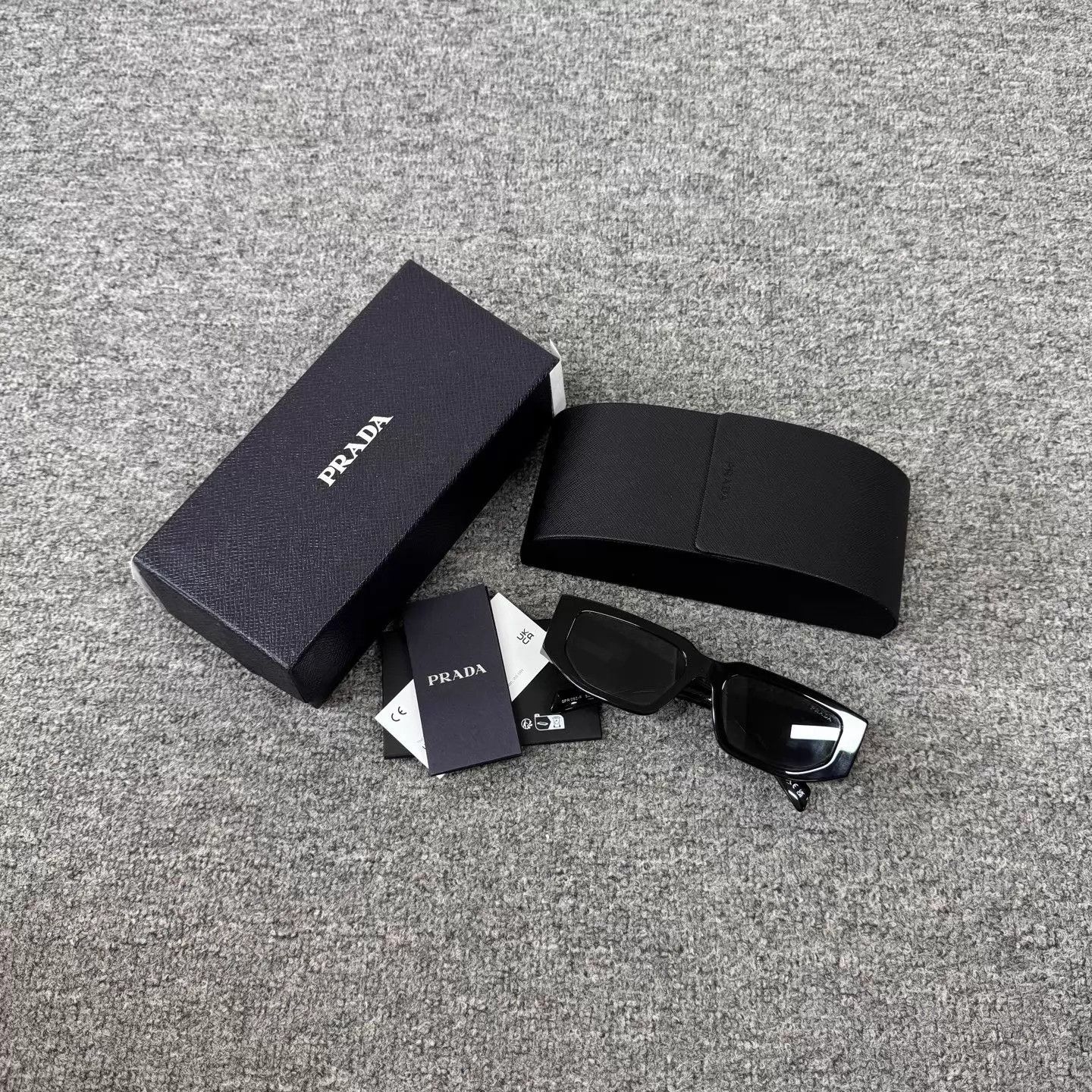 Prada Prada Black Frame Triangle Logo Narrow Sunglasses Size ONE SIZE - 1 Thumbnail