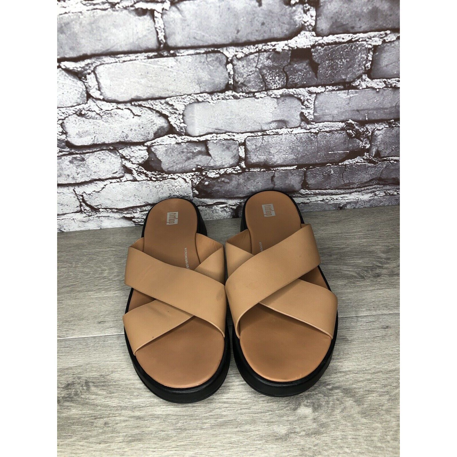Other Fitflop F-Mode Brown Leather Flatform Cross Strap Slides Wom Size US 10 / IT 40 - 20 Thumbnail