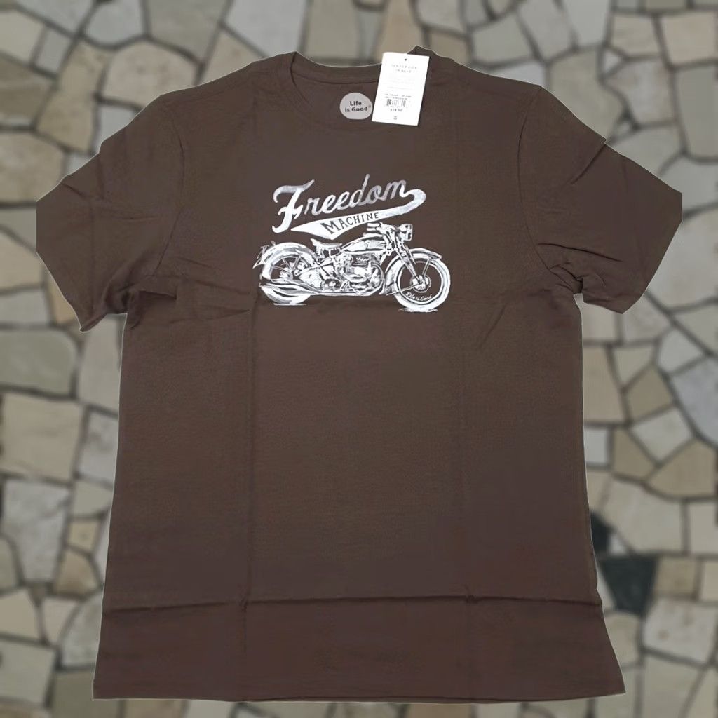 Life is Good Life is Good Men's Freedom Machine Motorcycle Smooth Tee Rich Brown Size M Mens T-Shirt Graphic Tee Brown Motorcycle 90s? Size US M / EU 48-50 / 2 - 1 Thumbnail