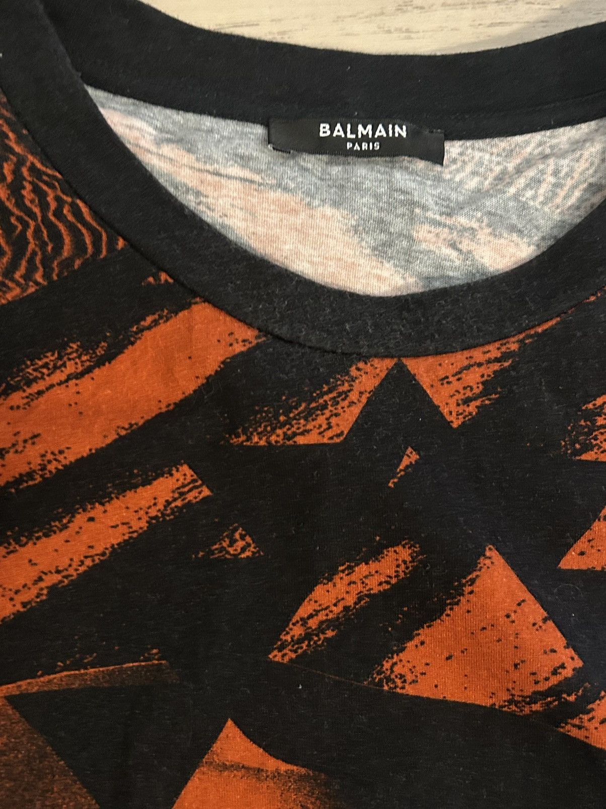 Balmain Balmain Paris Orange/Black Logo Tee Shirt Size US L / EU 52-54 / 3 - 2 Thumbnail