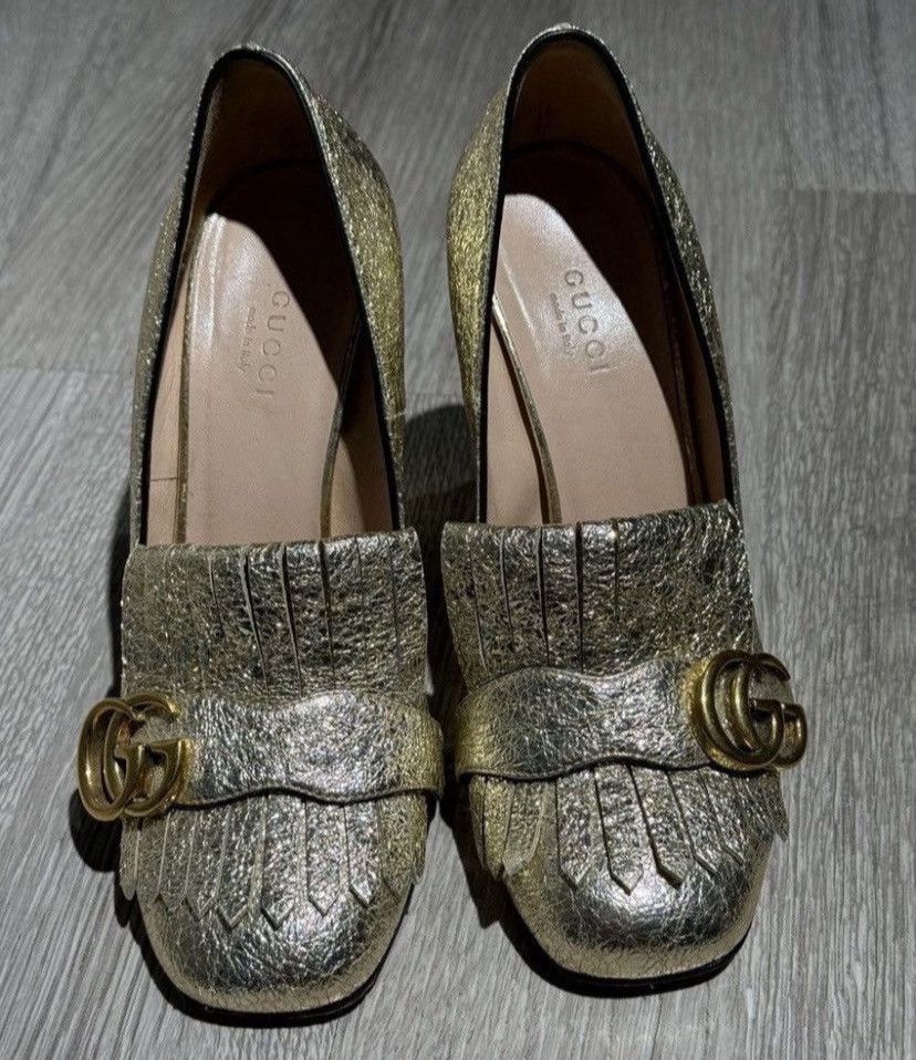 Gucci Gucci Marmont Gold Loafer Pump Size US 7.5 / IT 37.5 - 3 Thumbnail