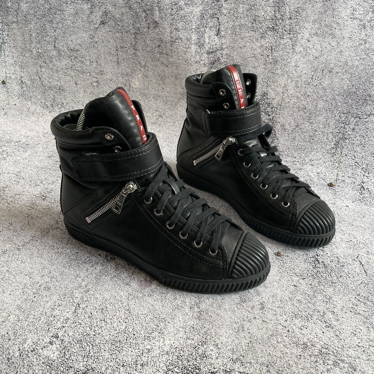Prada Prada High Top Sneakers Double Zip Black Hi Shoes Vintage Size 37 Size US 7 / IT 37 - 3 Thumbnail