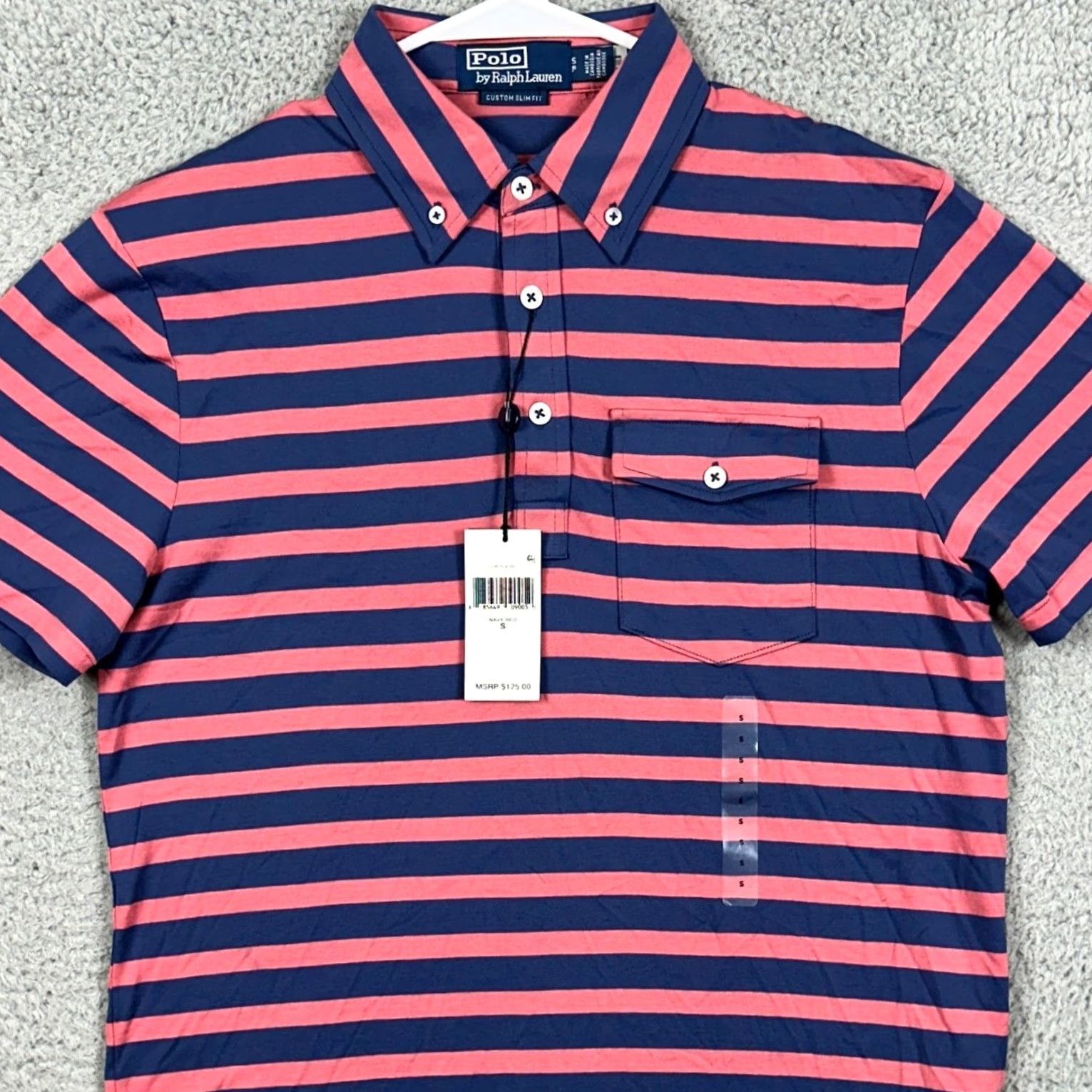 Polo Ralph Lauren Polo Ralph Lauren Polo Shirt Mens Small Blue Pink Striped Rugby Short Sleeve NEW Size US S / EU 44-46 / 1 - 2 Thumbnail