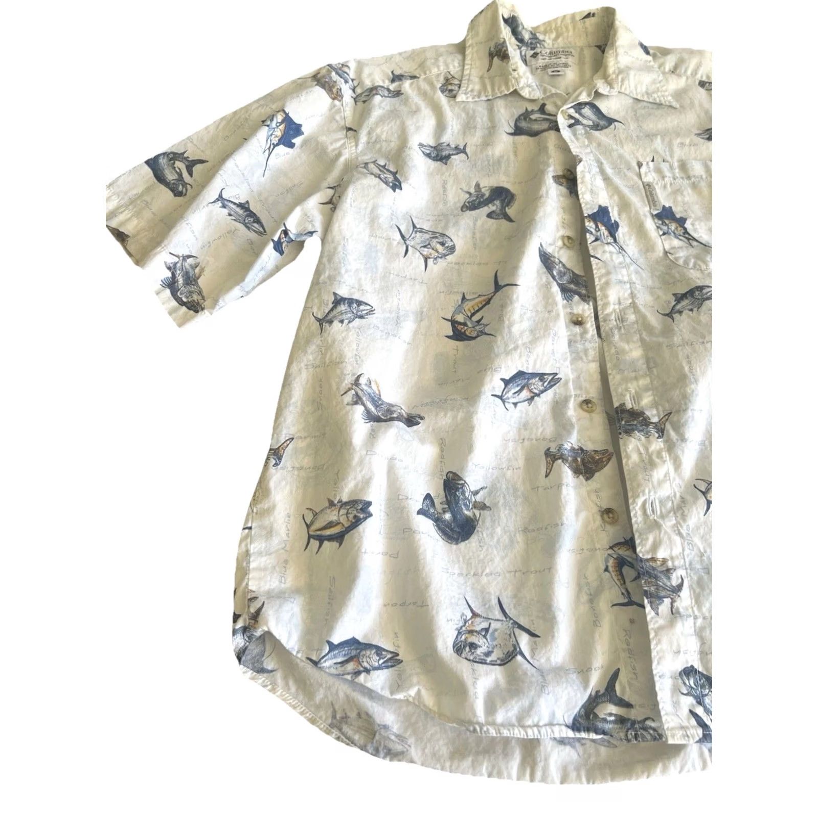 Vintage Columbia Shirt Mens Medium Fish Print Short Sleeve Button-Up Beach Fishing Colot Cotton Lightweight Breathable Casual Men’s Shirt Size US M / EU 48-50 / 2 - 6 Thumbnail