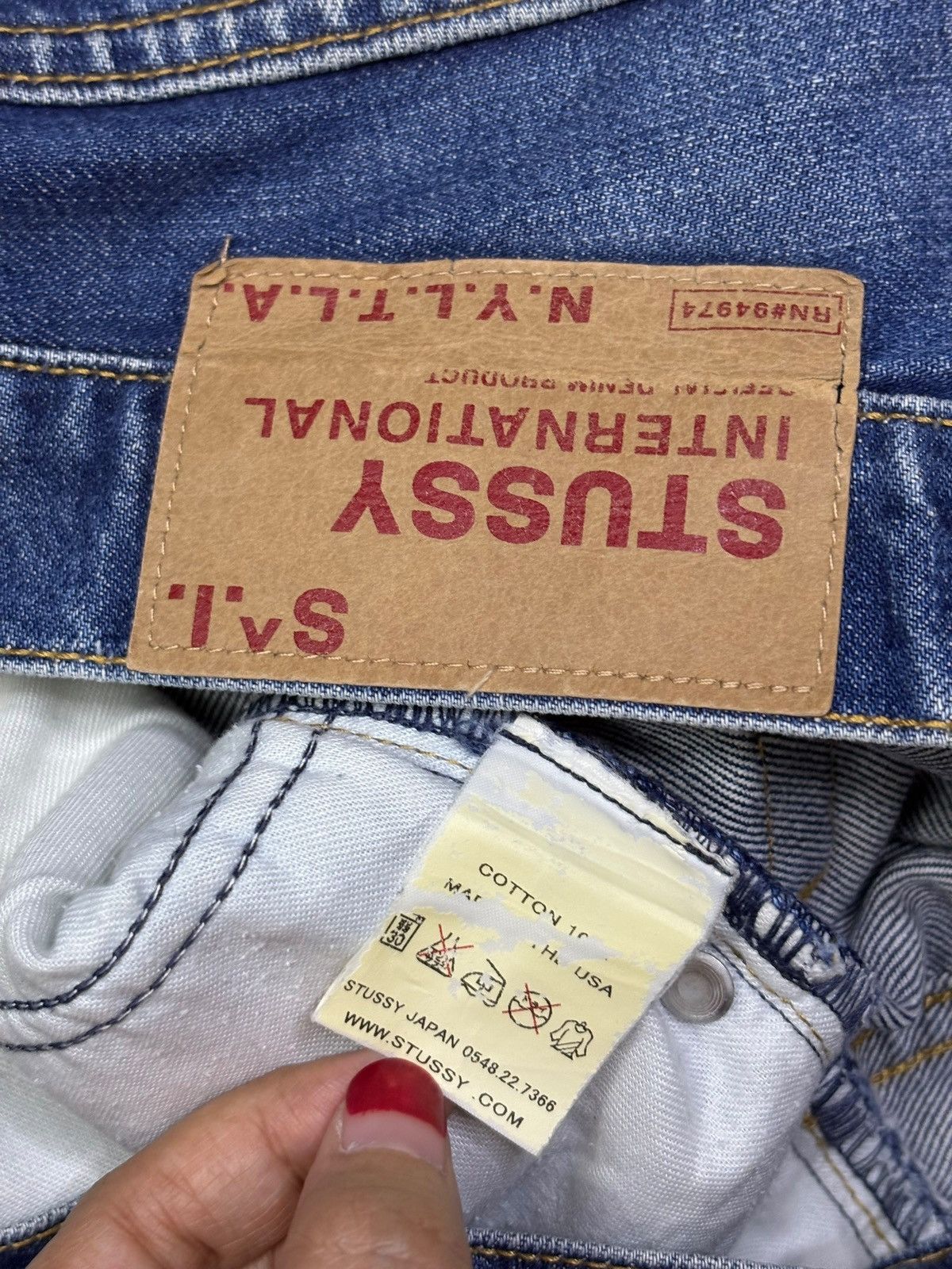 Stussy Vintage Stussy Blue Wash Distress Loose Baggy Jeans Size US 34 / EU 50 - 9 Thumbnail