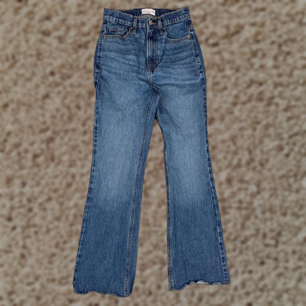 Pacsun Womens Jeans 24 Blue Denim High Rise Bootcut Stretch Cotton Blend 30in Inseam Regular Fit