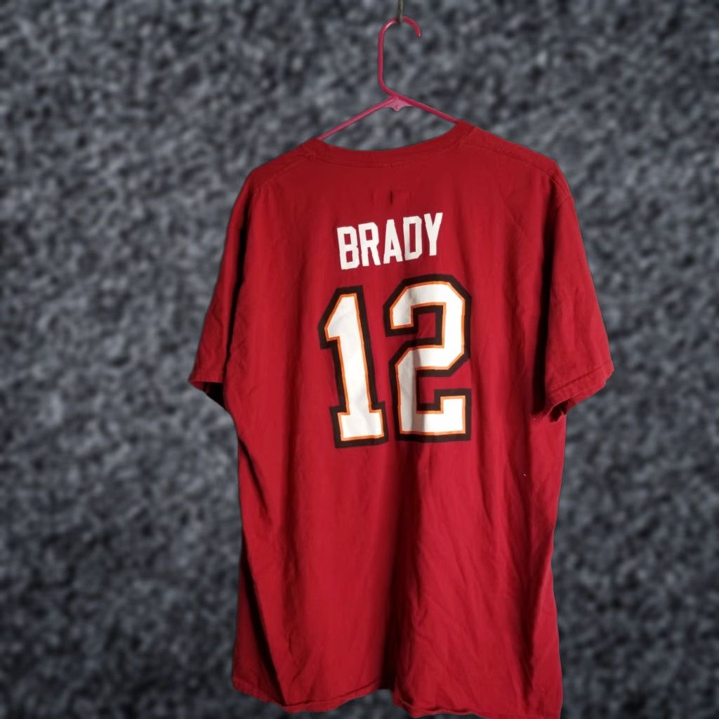 NFL NFL New England Patriots T-Shirt - Brady 12 Team Apparel - Mens XL Red Short Sleeve Crew Neck Shirt Size US XL / EU 56 / 4 - 1 Thumbnail