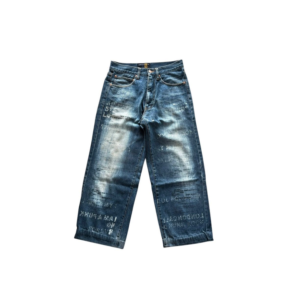 Japanese Brand NYLAUS JAPAN PUNK STENCIL WIDE LEG DENIM Size US 30 / EU 46 - 1 Thumbnail