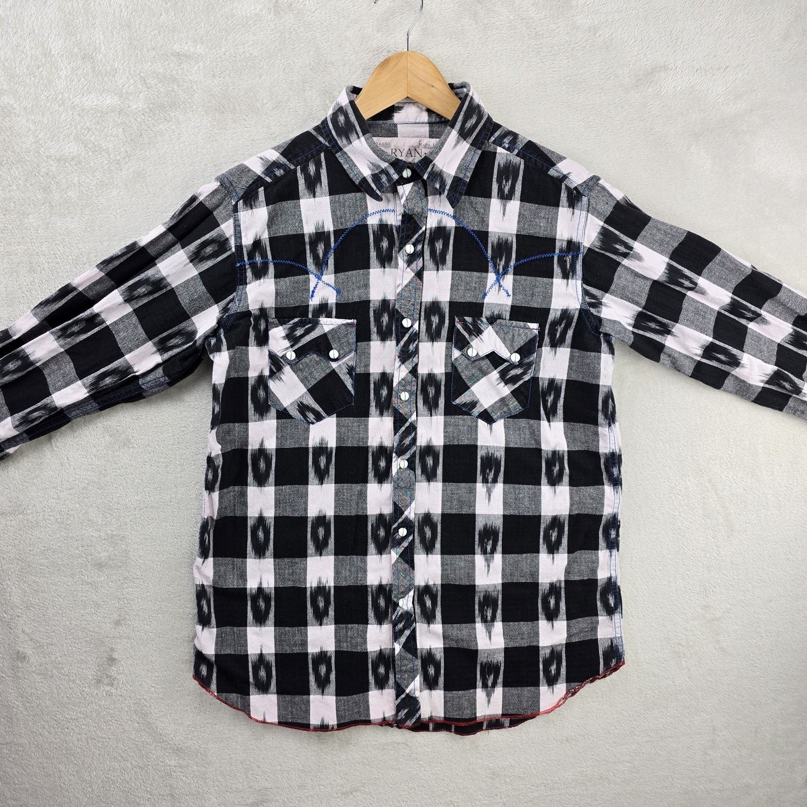 Other Ryan Michael Pearl Snap Shirt Mens Medium Plaid Western Size US M / EU 48-50 / 2 - 2 Thumbnail
