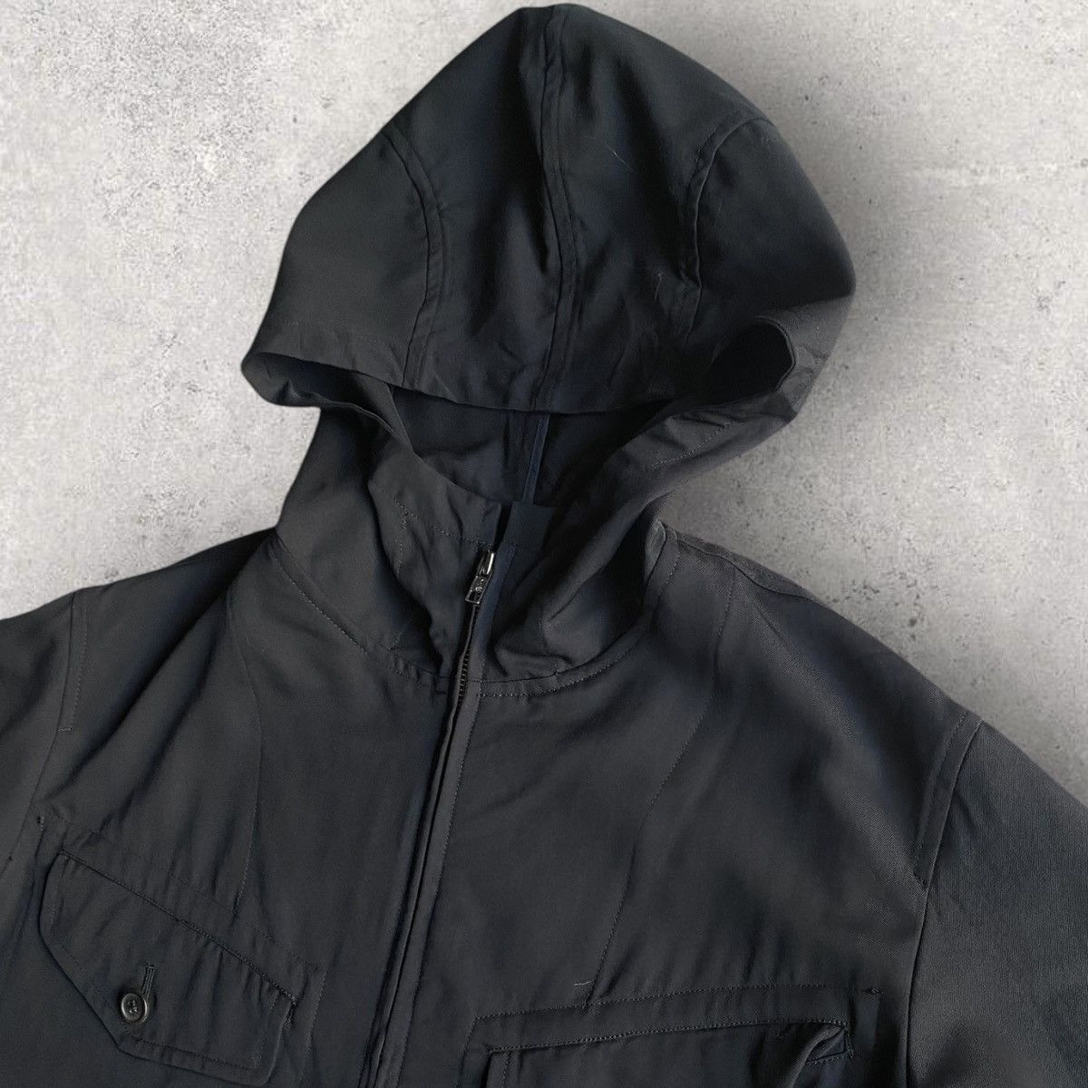 Yohji Yamamoto Vintage 90’s Wool Gabardine Hood Jacket Size US M / EU 48-50 / 2 - 4 Thumbnail