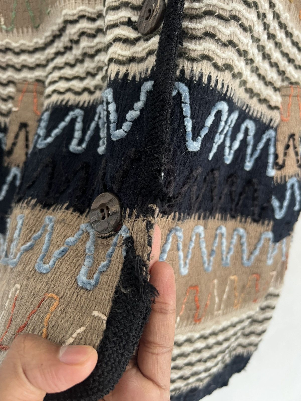If Six Was Nine Patchwork Sashiko Dyed Button Up Fleece Japan Size US M / EU 48-50 / 2 - 15 Thumbnail