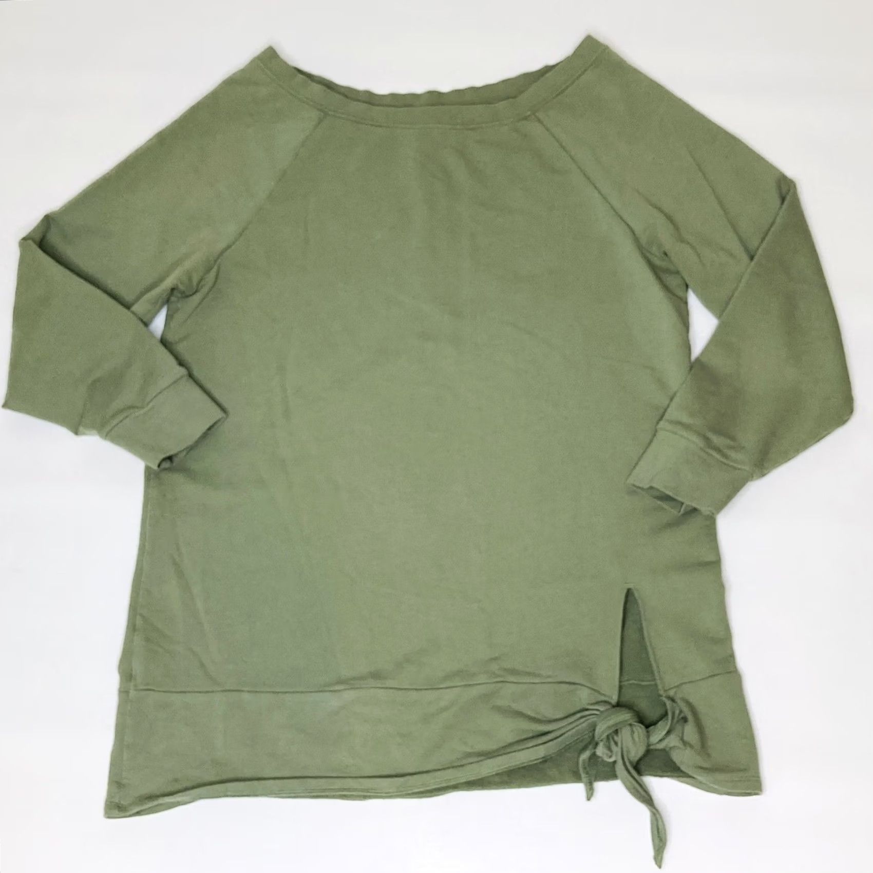 Vintage Victoria Sport Sweatshirt Green Oversized Side Tie Long Sleeve Athleisure Small Shirt Womens Pullover Tunic Length Athletic Casual Size S / US 4 / IT 40 - 2 Thumbnail