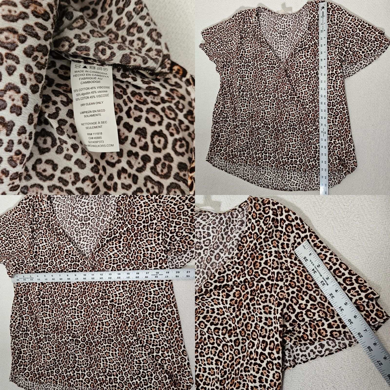 Michael Kors Michael Kors Cheetah Print Top Blouse V Neck Large Size L Long Sleeve Off Shoulder Snap Closure Size L / US 10 / IT 46 - 8 Thumbnail