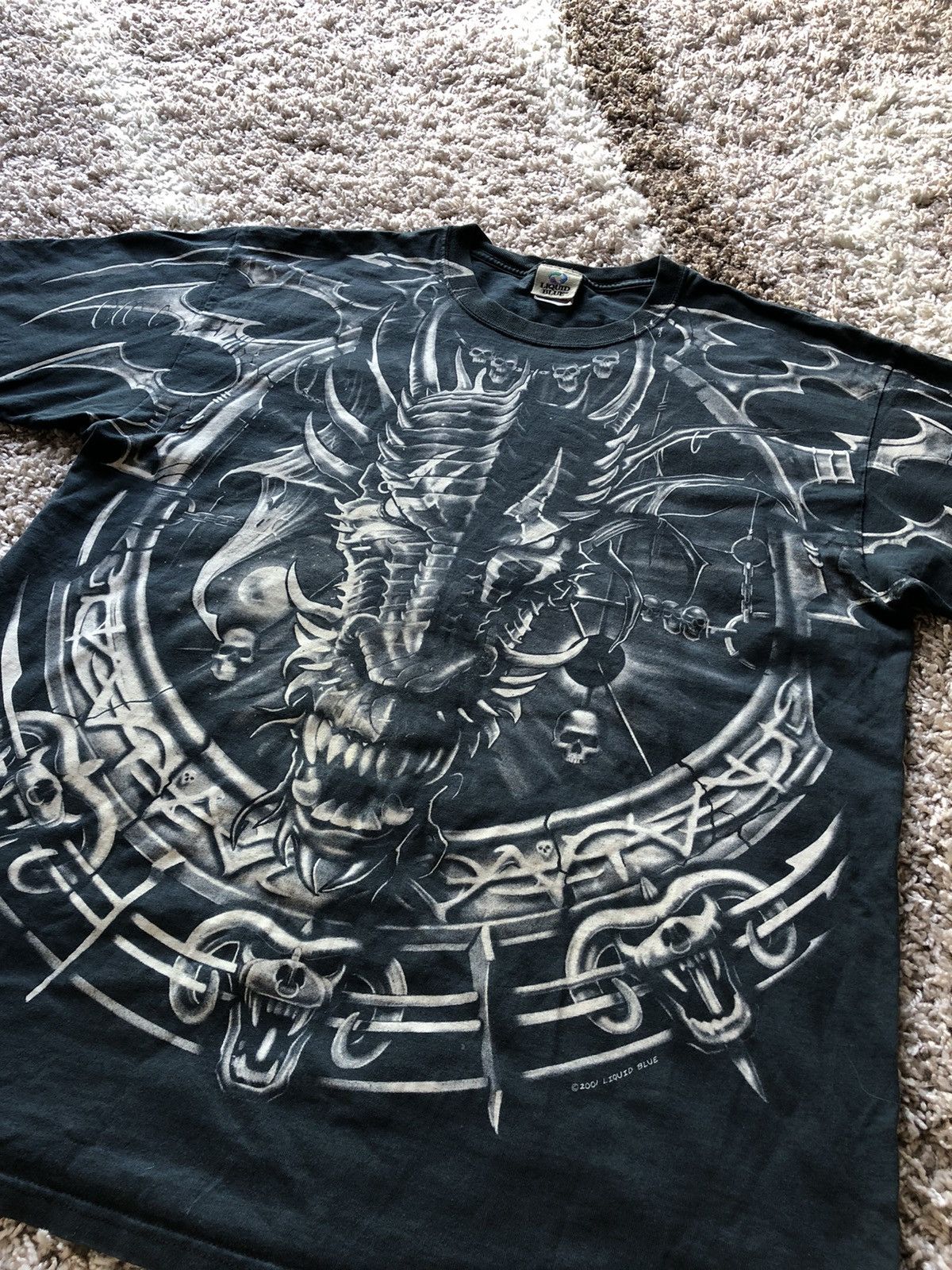 Liquid Blue × Vintage Y2K Vintage Liquid Blue Dragon Skull T-Shirt OverPrint 2001 Size US XL / EU 56 / 4 - 5 Thumbnail