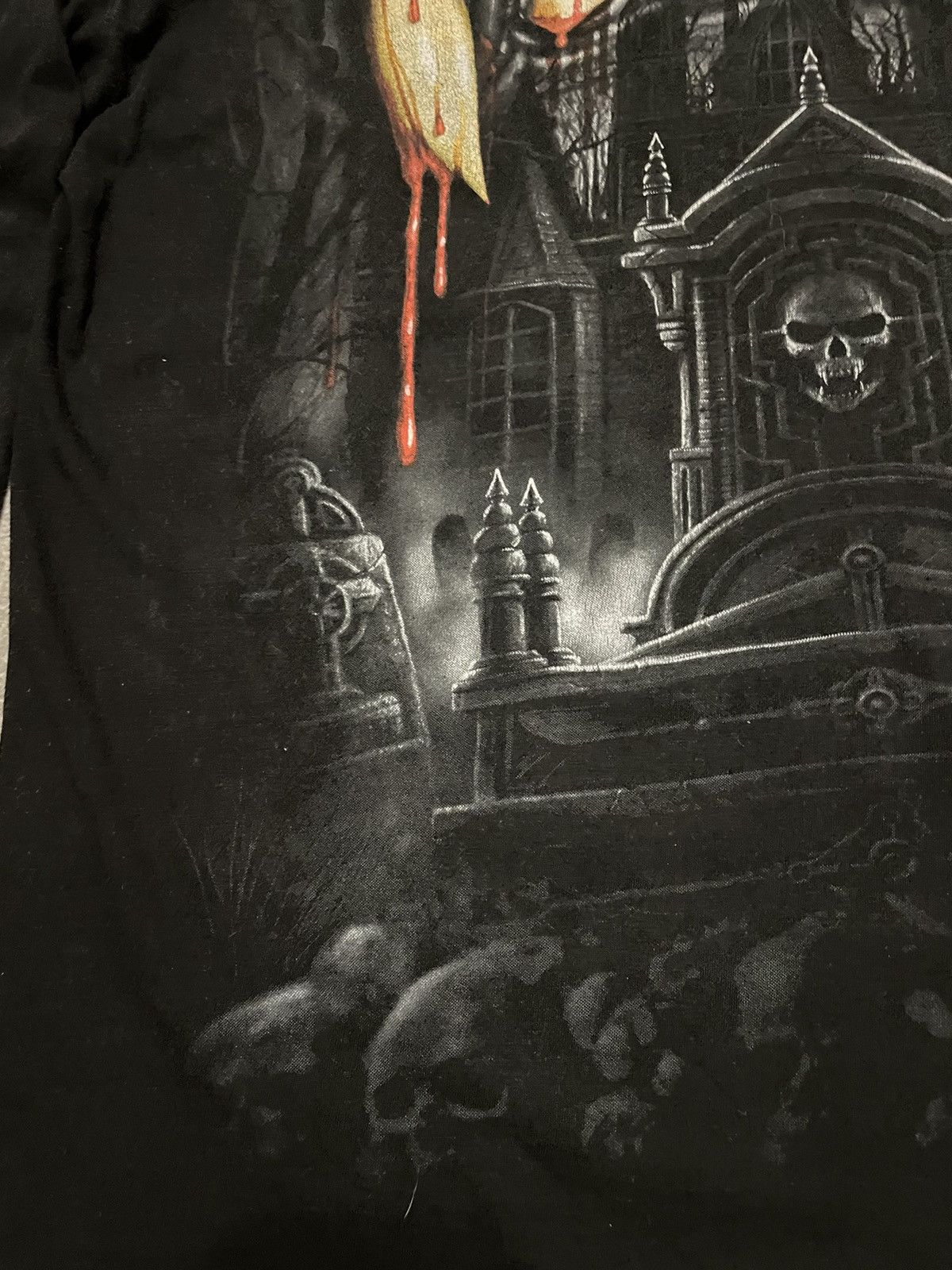 Affliction × Ed Hardy Vintage Black Metal Vampire Cross Full Print Long Sleeve Size US XL / EU 56 / 4 - 10 Thumbnail