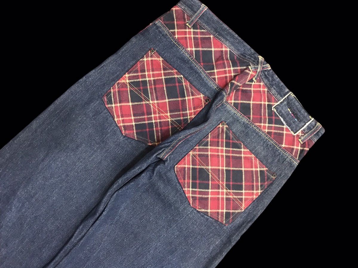 Japanese Brand 💥DENIM ART💥STONE HEAD Zipper Tartan Leg Denim F154 Size US 35 - 11 Thumbnail