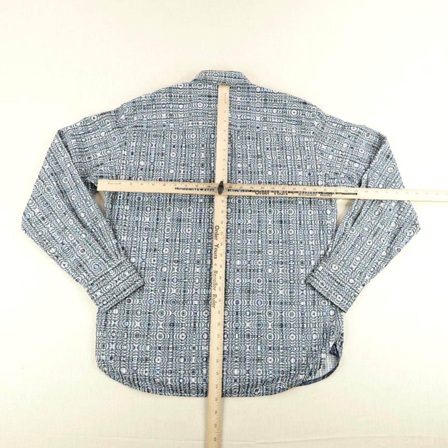 Luchiano Visconti Luchiano Visconti Geometric Button-Up Shirt Mens Large Blue Regular Fit Cotton Modal Size US L / EU 52-54 / 3 - 7 Thumbnail