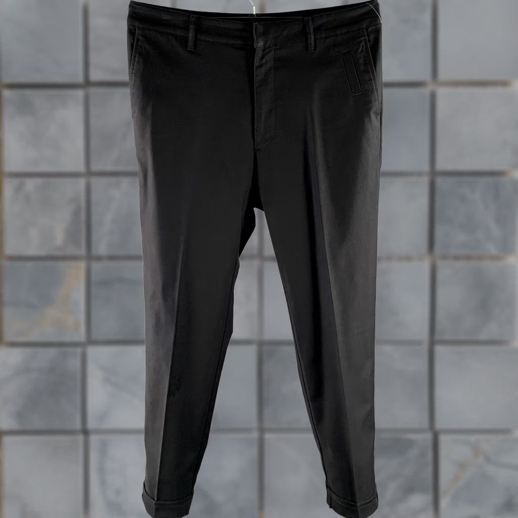Bottega Veneta BOTTEGA VENETA Pants Black Solid Cotton Blend Straight Casual 38 Adult Men Inseam 29 EU Italy Size US 38 / EU 54 - 1 Thumbnail