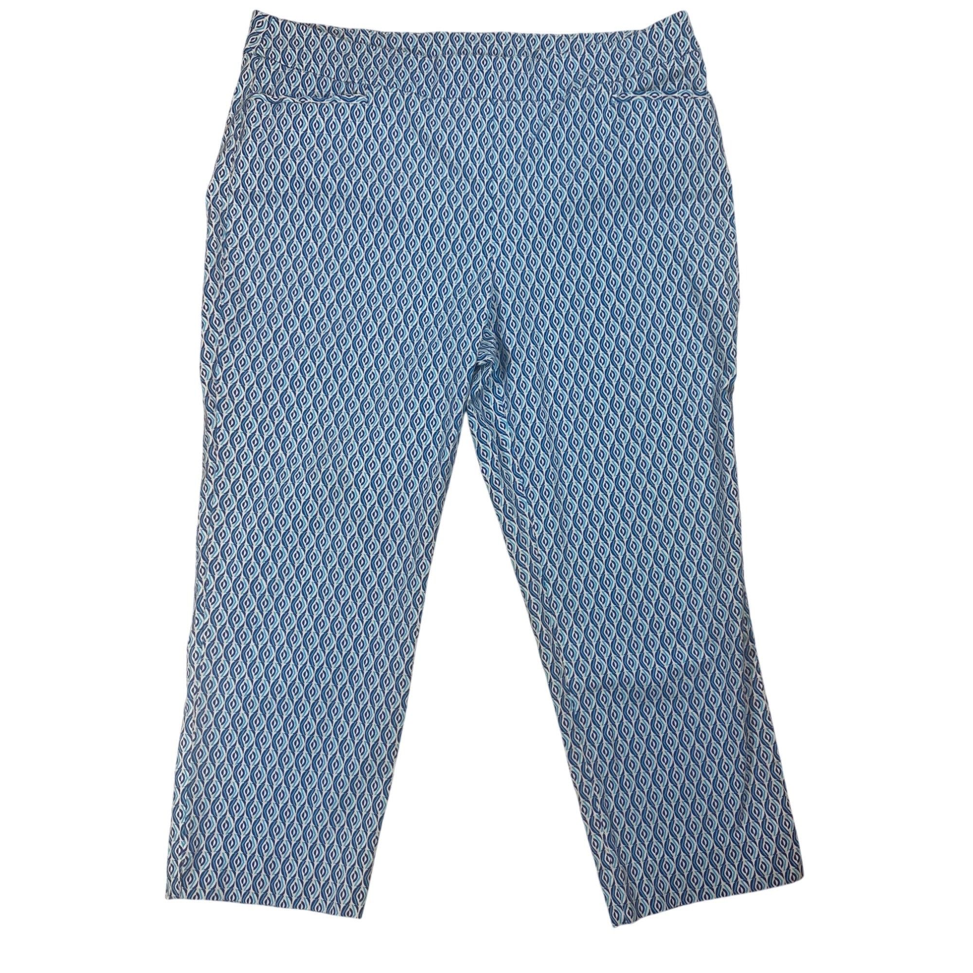 Chicos Chico’s Blue white Geometric Print Leg Pants size 3 XL Size 37" - 4 Thumbnail
