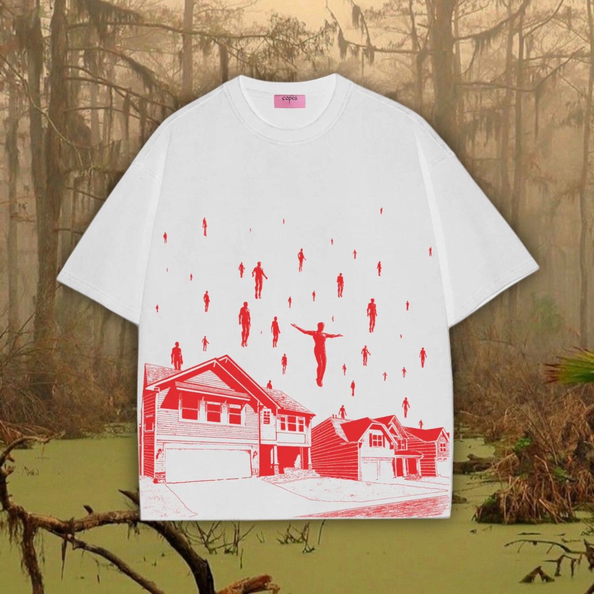 Copes copes x Slug Christ Upheaval red on vintage wash White Tee Size US L / EU 52-54 / 3 - 8 Thumbnail