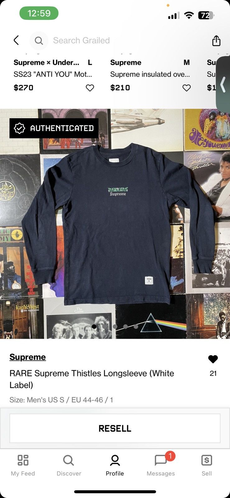 Supreme RARE Supreme Thistles Longsleeve (White Label) Size US S / EU 44-46 / 1 - 2 Thumbnail