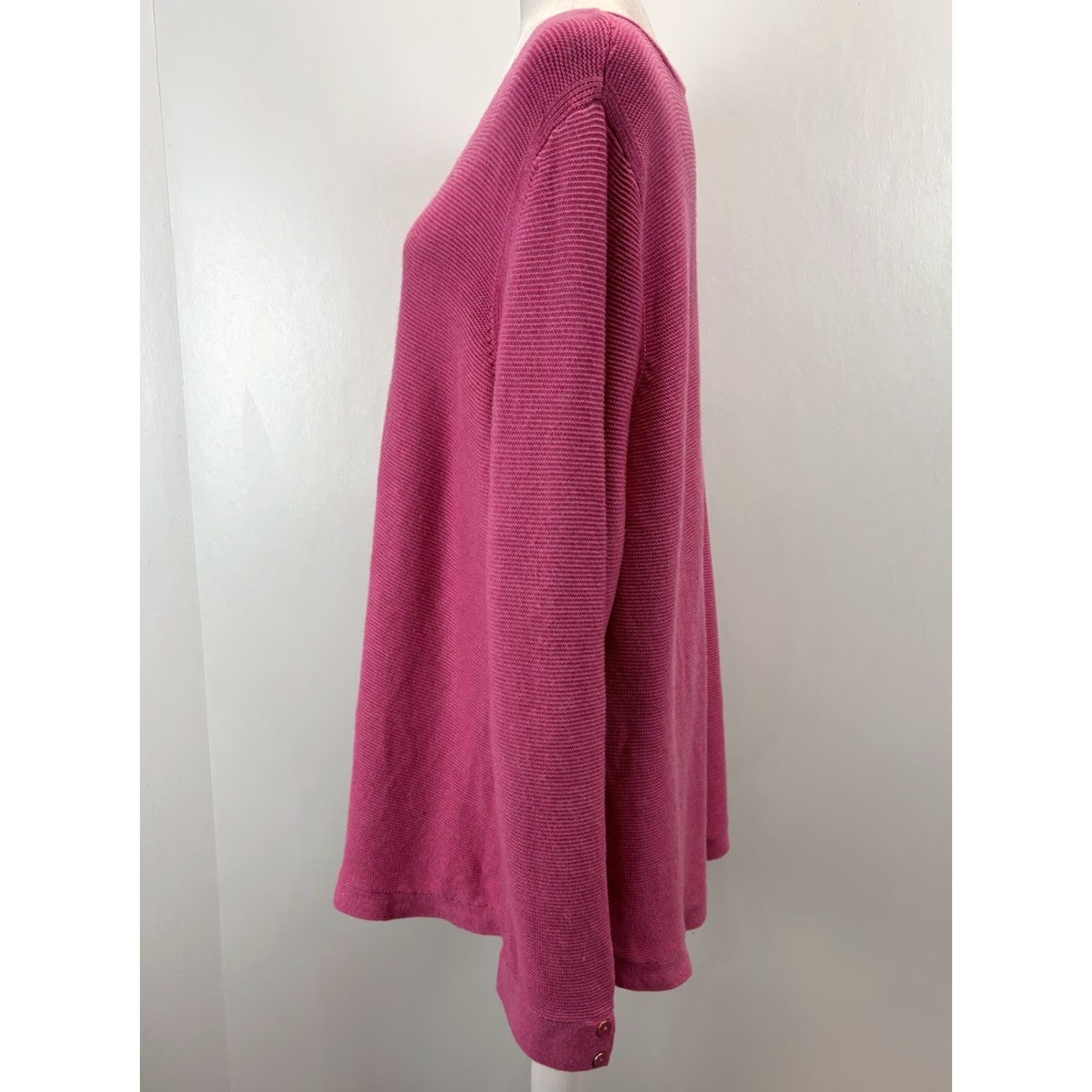 Talbots Talbots Knit V-Neck Sweater - 3X-P Plus Petite Women - Pink - Pullover Knit Top - Solid Cotton Blend - Long Sleeve - Womens Pullover Sweater Size XXL / US 16-18 / IT 52-54 - 2 Thumbnail
