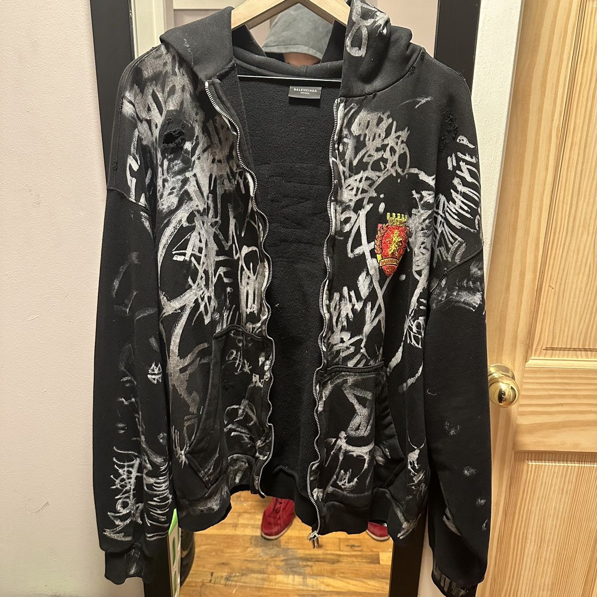 Balenciaga Balenciaga skater graffiti zip up hoodie | Grailed