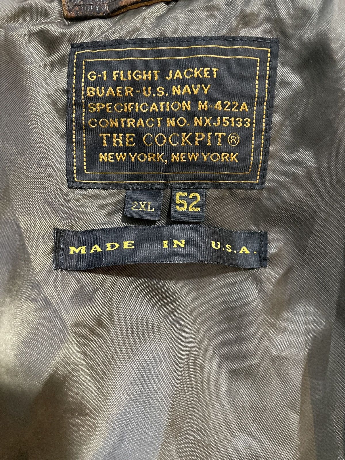 Cockpit USA US Navy Pilot G-1 Leather Flight Jacket The Cockpit Sz L Size US L / EU 52-54 / 3 - 3 Thumbnail