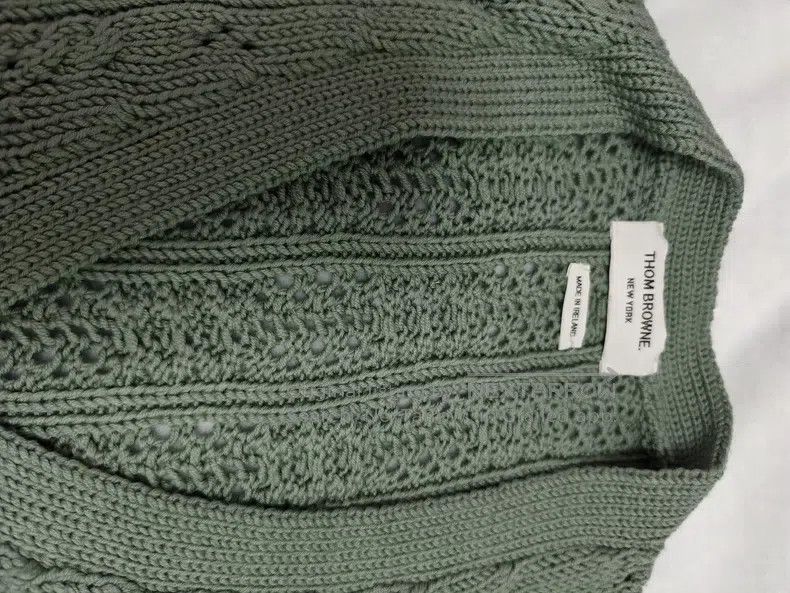 Thom Browne Thom Browne Four Striped Wool Cardigan, Gray Green Size US XXS / EU 40 - 2 Thumbnail