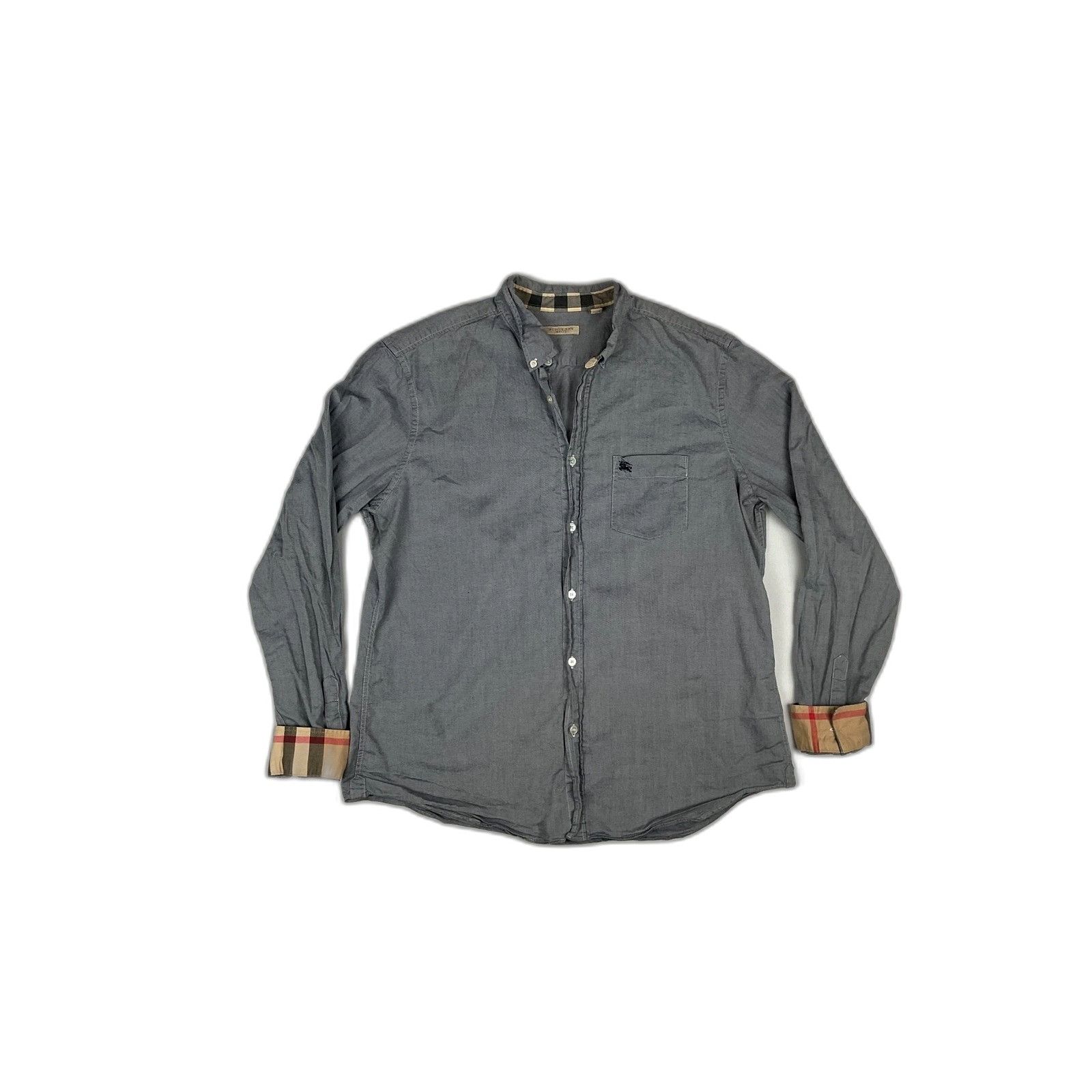 Burberry Burberry Brit Shirt Mens XL Gray Long Sleeve Button Down Nov Size US XL / EU 56 / 4 - 1 Thumbnail