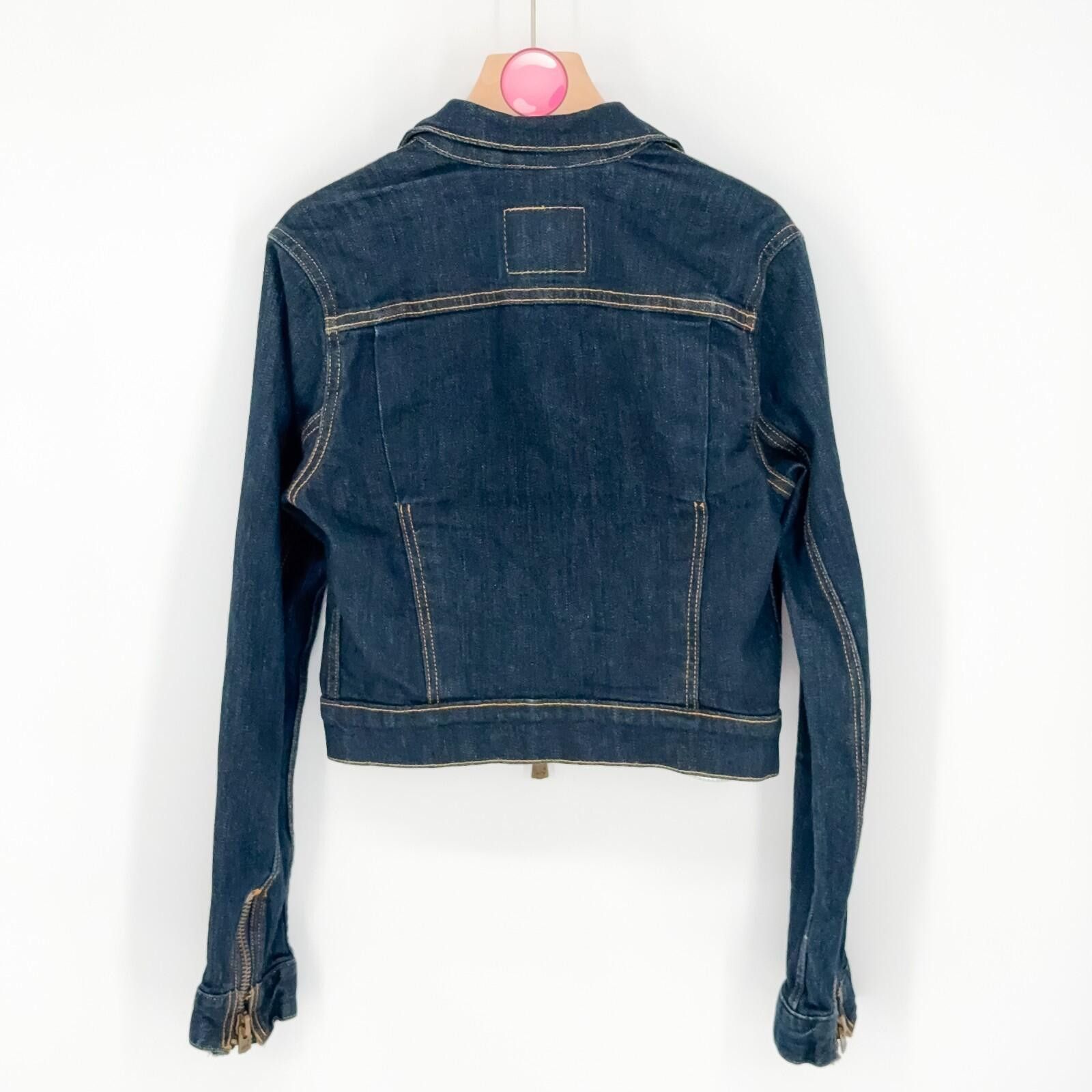 Levi's Vintage LEVIS Blue Denim Zip Cropped Jean Jacket Womens M Jr Size M / US 6-8 / IT 42-44 - 2 Thumbnail
