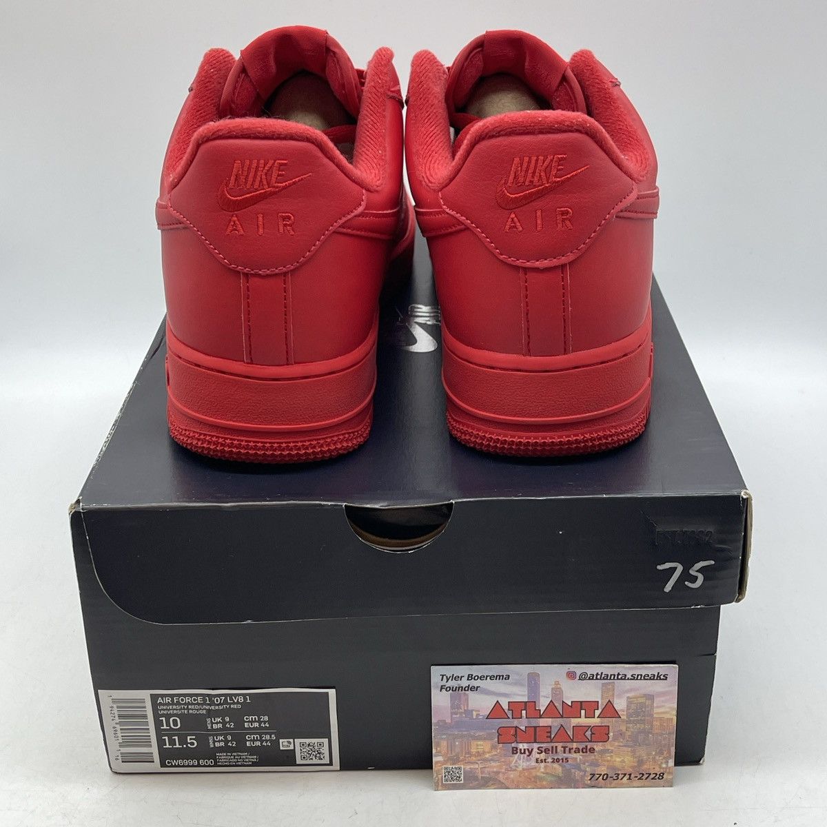 Nike Air Force 1 triple red Size US 10 / EU 43 - 3 Thumbnail