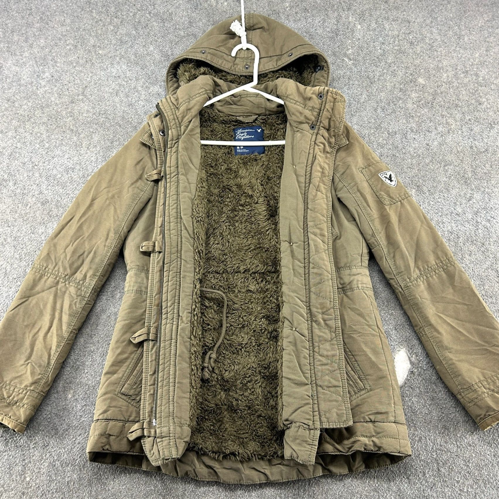 American Eagle Outfitters VINTAGE American Eagle Outfitters Jacket Womens S Parka Hooded Faux Fur Lined Green 90s Classic Casual Winter Size S / US 4 / IT 40 - 3 Thumbnail