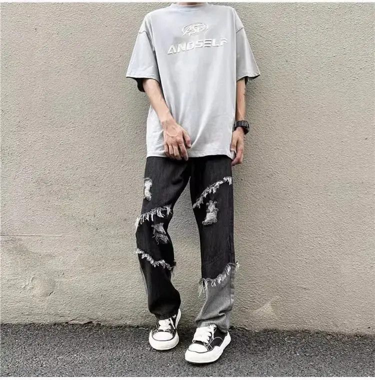 Japanese Brand Retro washed patchwork distressed jeans Size US 32 / EU 48 - 5 Thumbnail