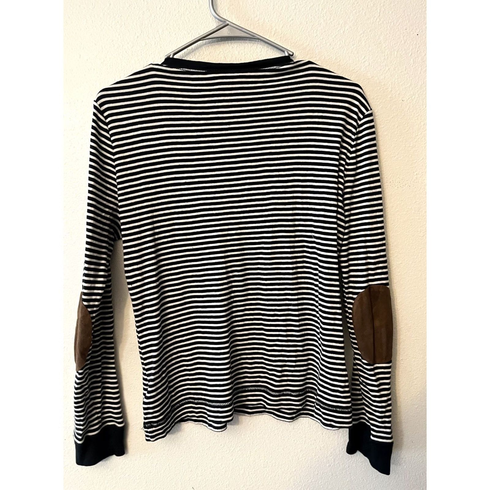 Ralph Lauren Lauren Ralph Lauren Shirt Black Striped Long Sleeve Suede Shoulder Zip M Womens Size M / US 6-8 / IT 42-44 - 3 Thumbnail