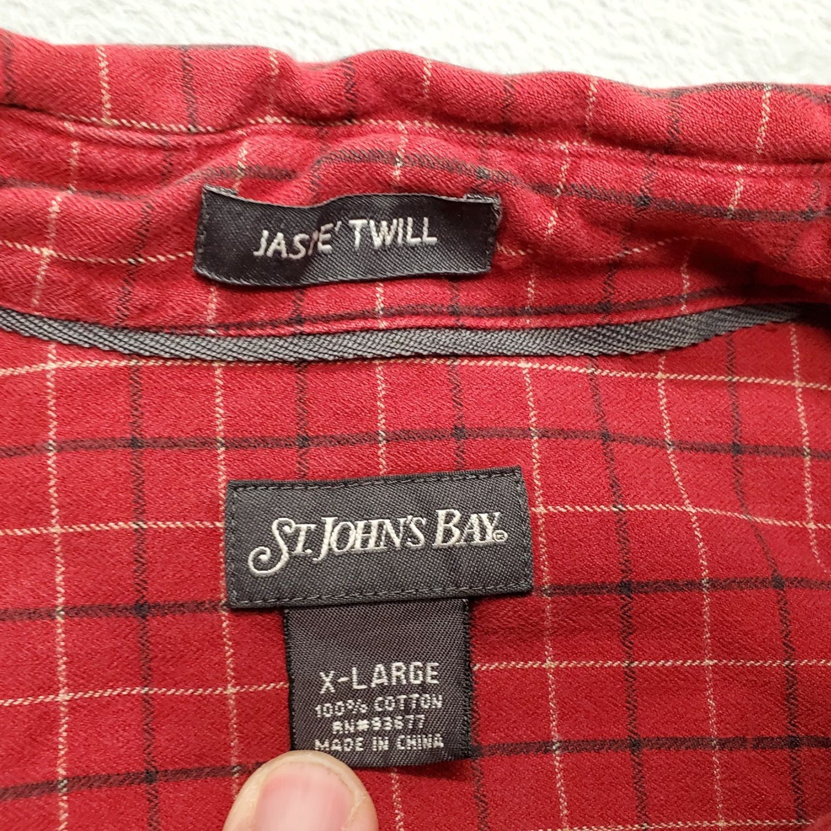 Vintage VINTAGE St. Johns Bay Shirt Mens XL Red Windowpane Plaid Twill Long Sleeve Button-Up Size US XL / EU 56 / 4 - 4 Thumbnail