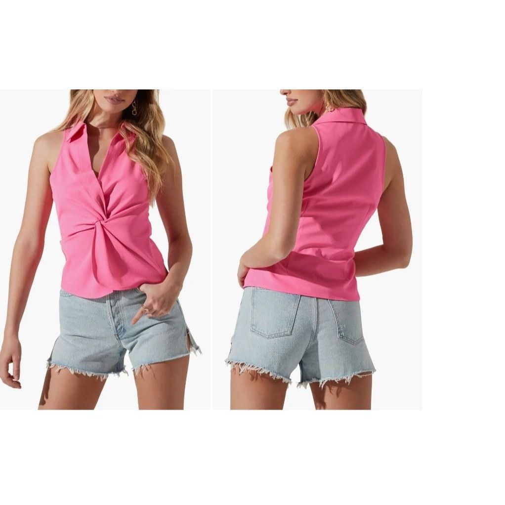 ASTR The Label ASTR The Label Twist Front Sleeveless Top, Pink, S Size S / US 4 / IT 40 - 2 Thumbnail