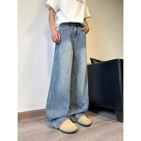 Japanese Brand Yura American retro blue washed distressed straight jeans Size US 32 / EU 48 - 2 Thumbnail