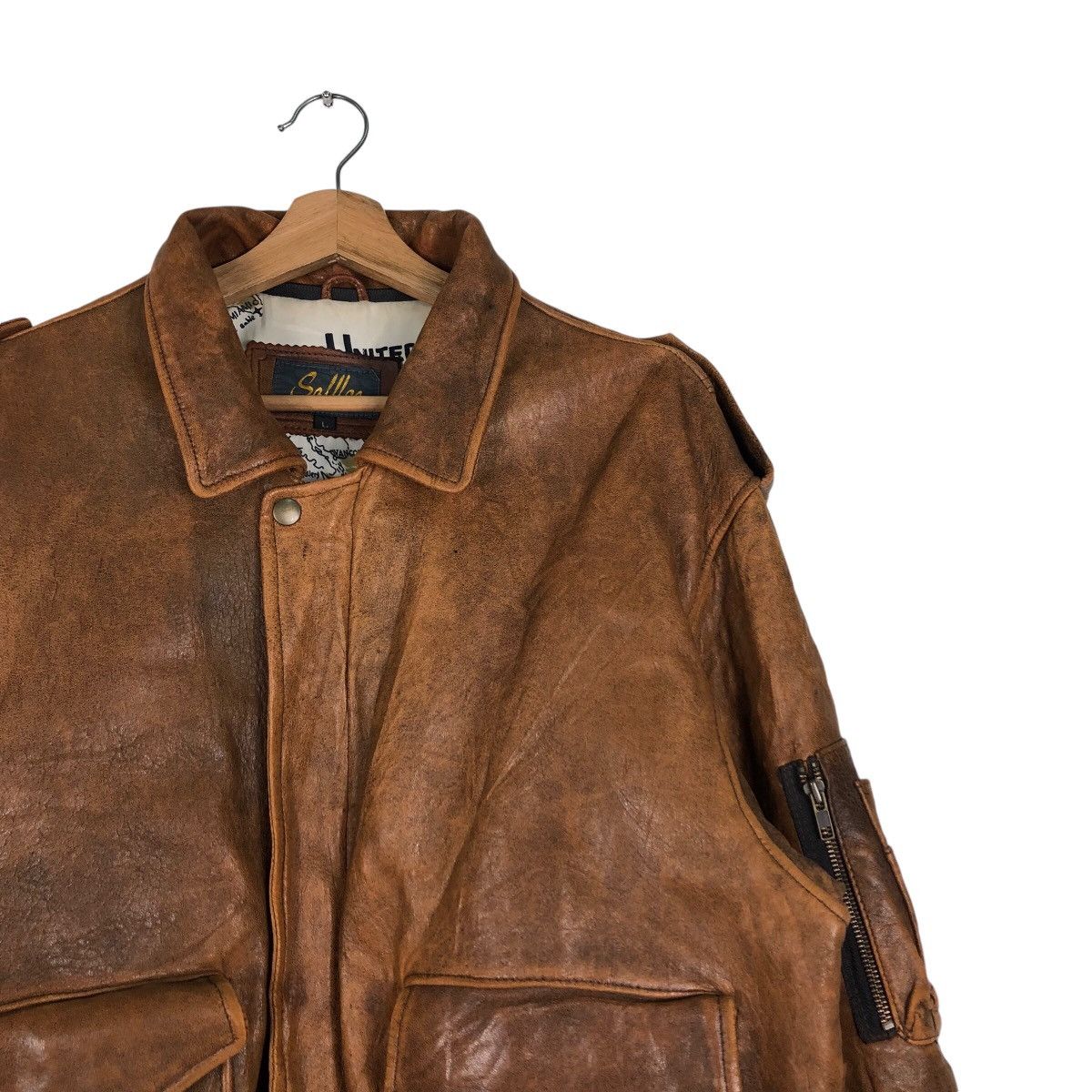 Japanese Brand 📌Vintage Military Design Leather Jacket SoffIce Full Print Size US L / EU 52-54 / 3 - 7 Thumbnail