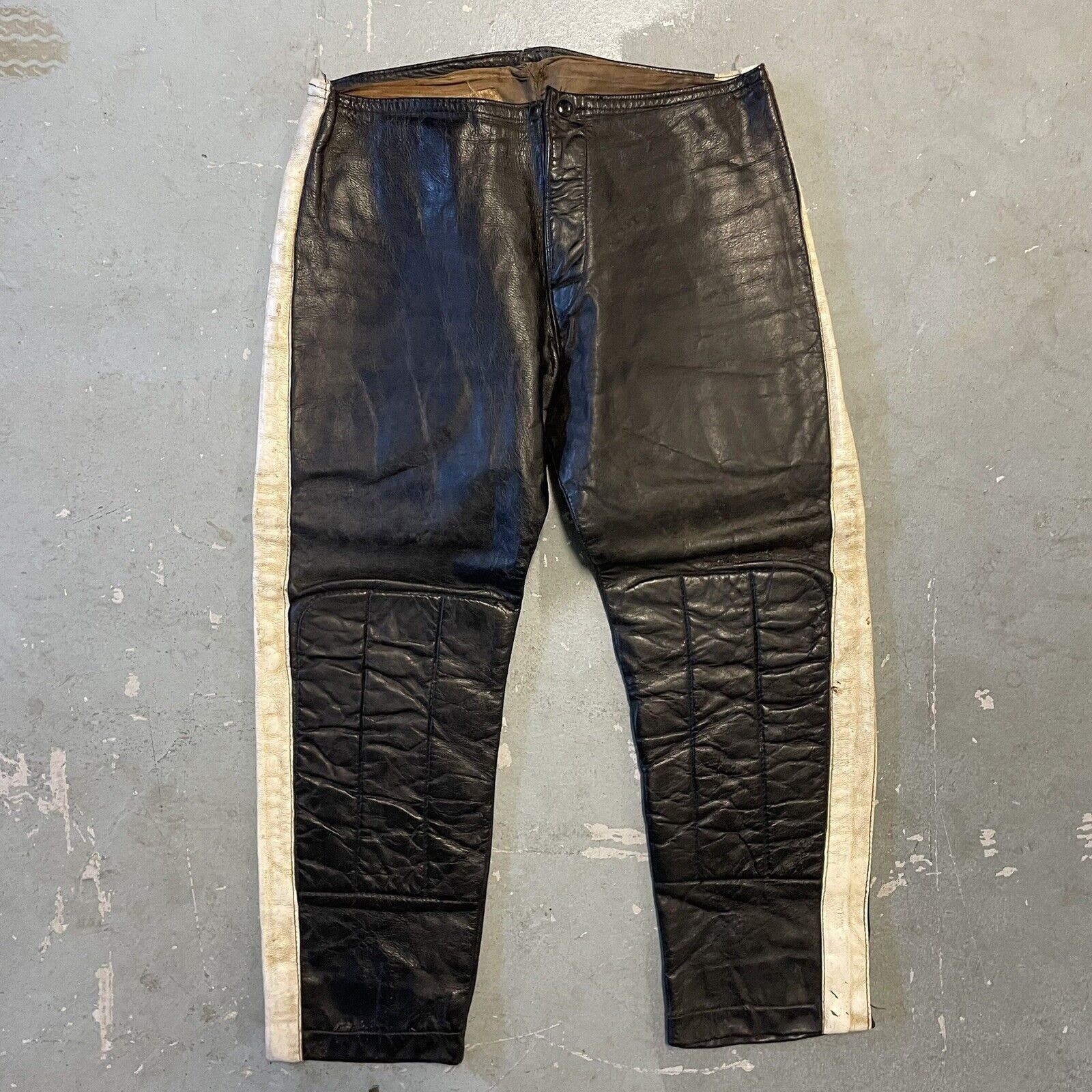 image of Vintage Bates California Leather Racing Pants 30X26 Moto in Black, Men's