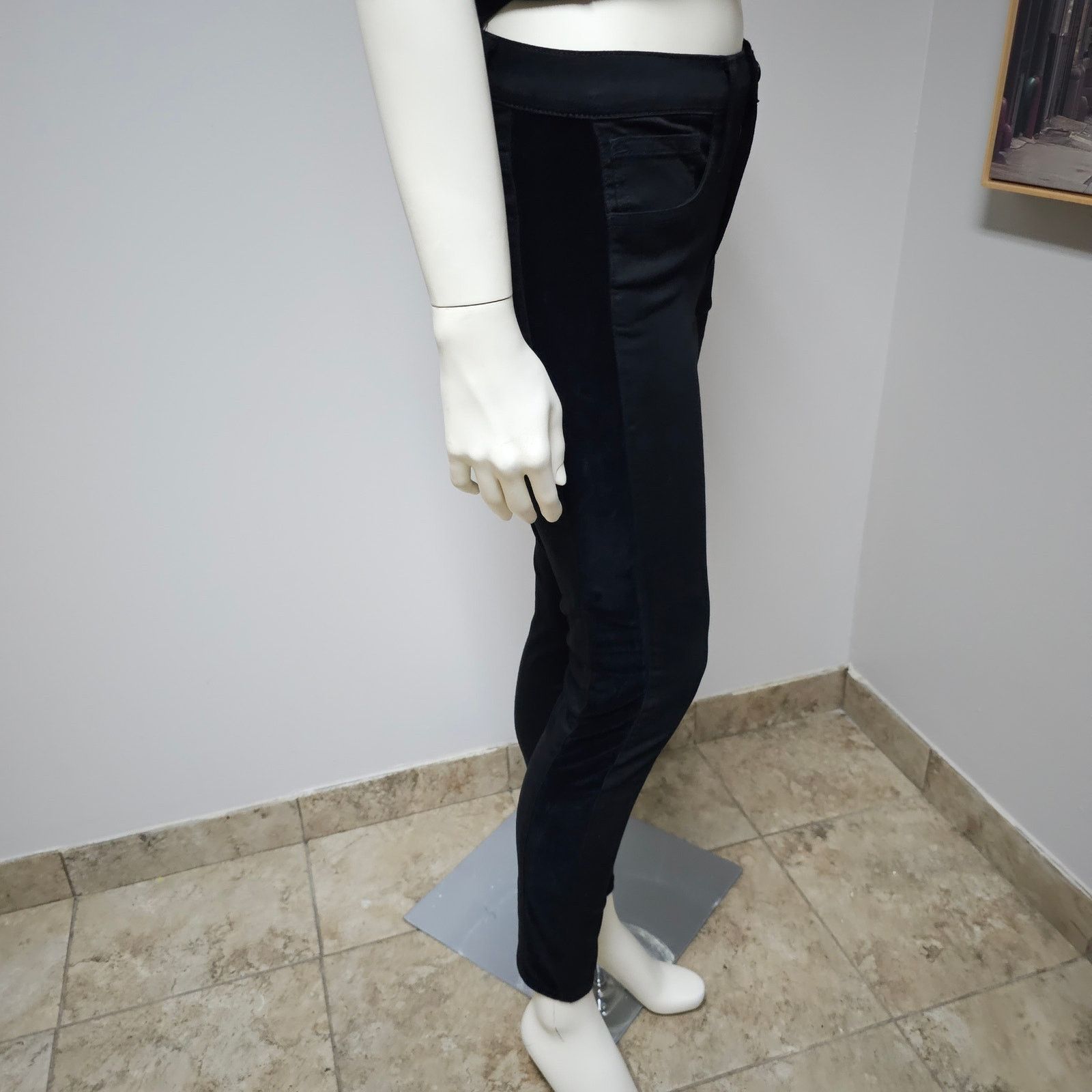Madewell Madewell Mid-Rise Skinny Black Jeans Velvet Side Stripes 26 Size 26" / US 2 / IT 38 - 3 Thumbnail