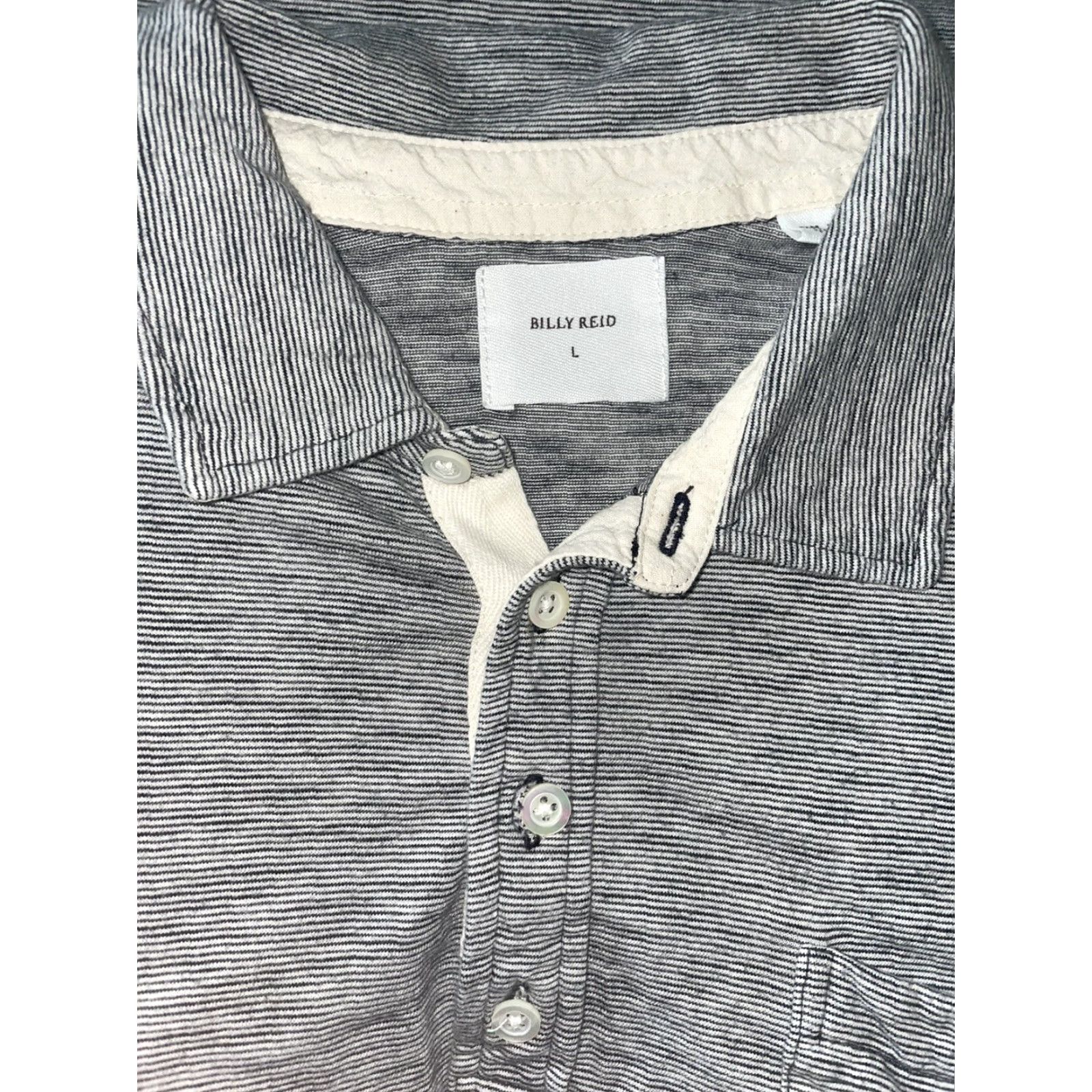 Billy Reid Billy Reid Polo Shirt Mens L Striped Pocket Light Blue Blue Striped Polo L Mens Size US L / EU 52-54 / 3 - 5 Thumbnail