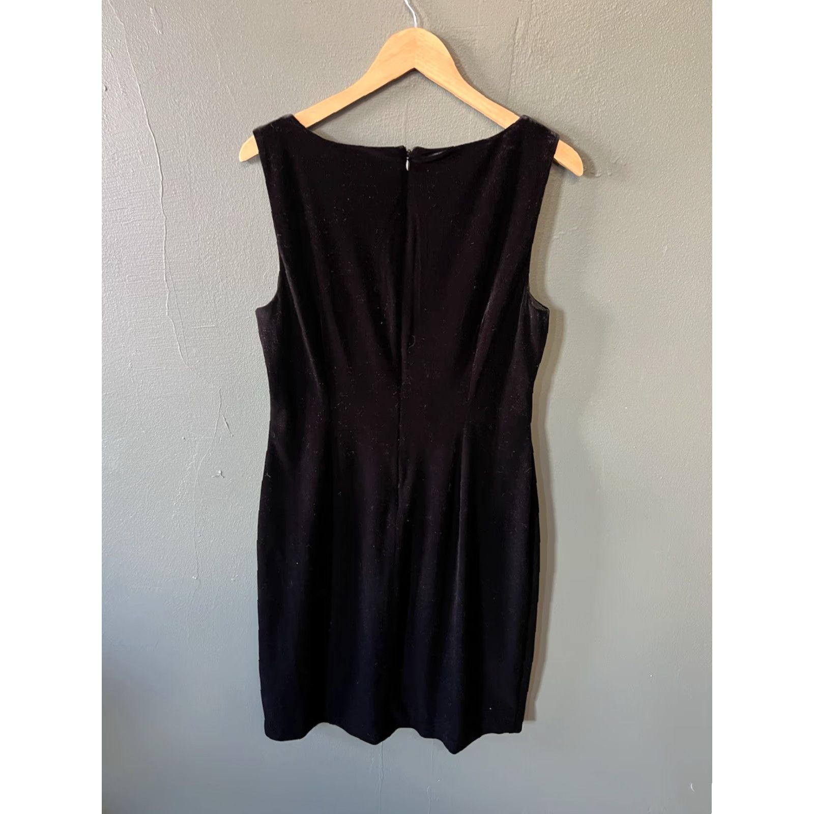 Vintage Jessica Howard Womens Sleeveless Black Velour Dress Size 14 Knee Length Short Slip Dress Size 36" / US 14 / IT 50 - 2 Thumbnail