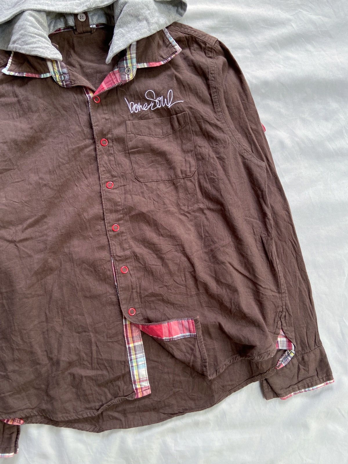 Japanese Brand B ONE SOUL STENCIL BUTTON DOWN SHIRT JUMPER STYLE Size US M / EU 48-50 / 2 - 4 Thumbnail