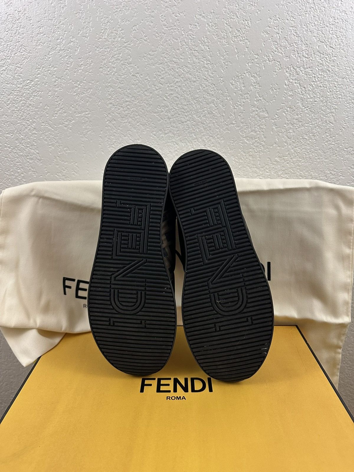 Fendi Fendi FF High-Top Sneakers Nylon + Nappa Leather – Size 38 Size US 8 / IT 38 - 4 Thumbnail