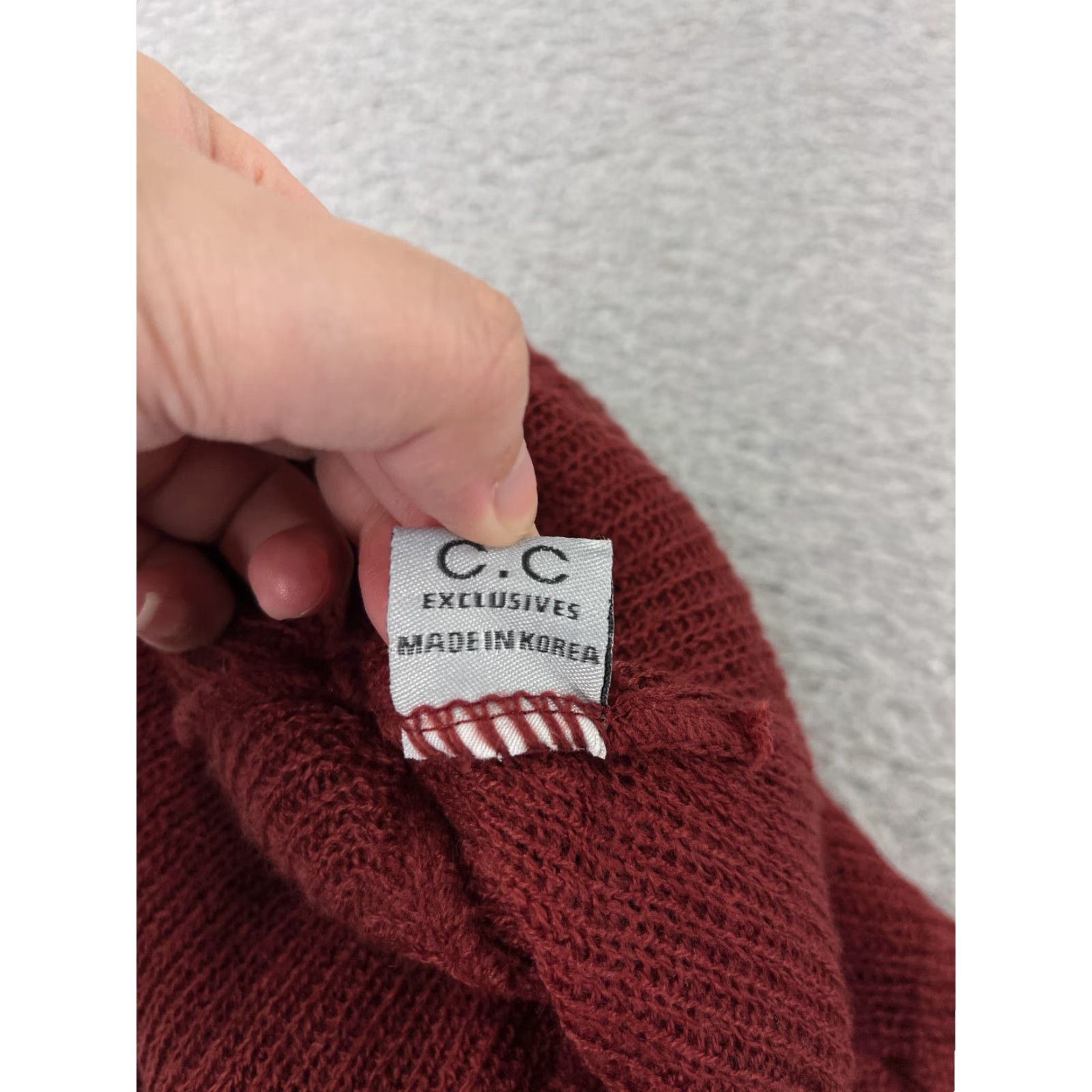 Vintage C.C Exclusives Beanie Adult One Size Red Knit 100% Acrylic Winter Ski Logo Womens Size ONE SIZE - 5 Thumbnail
