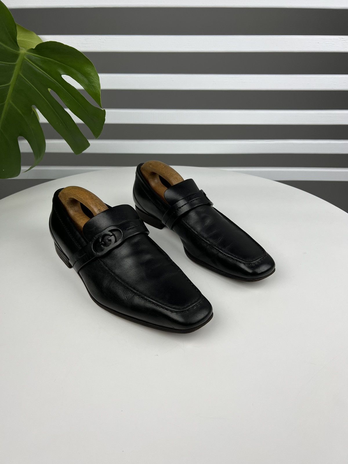 Gucci GUCCI Loafers Leather Shoes Strap GG Logo Black Men’s Size US 6.5 / EU 39-40 - 4 Thumbnail