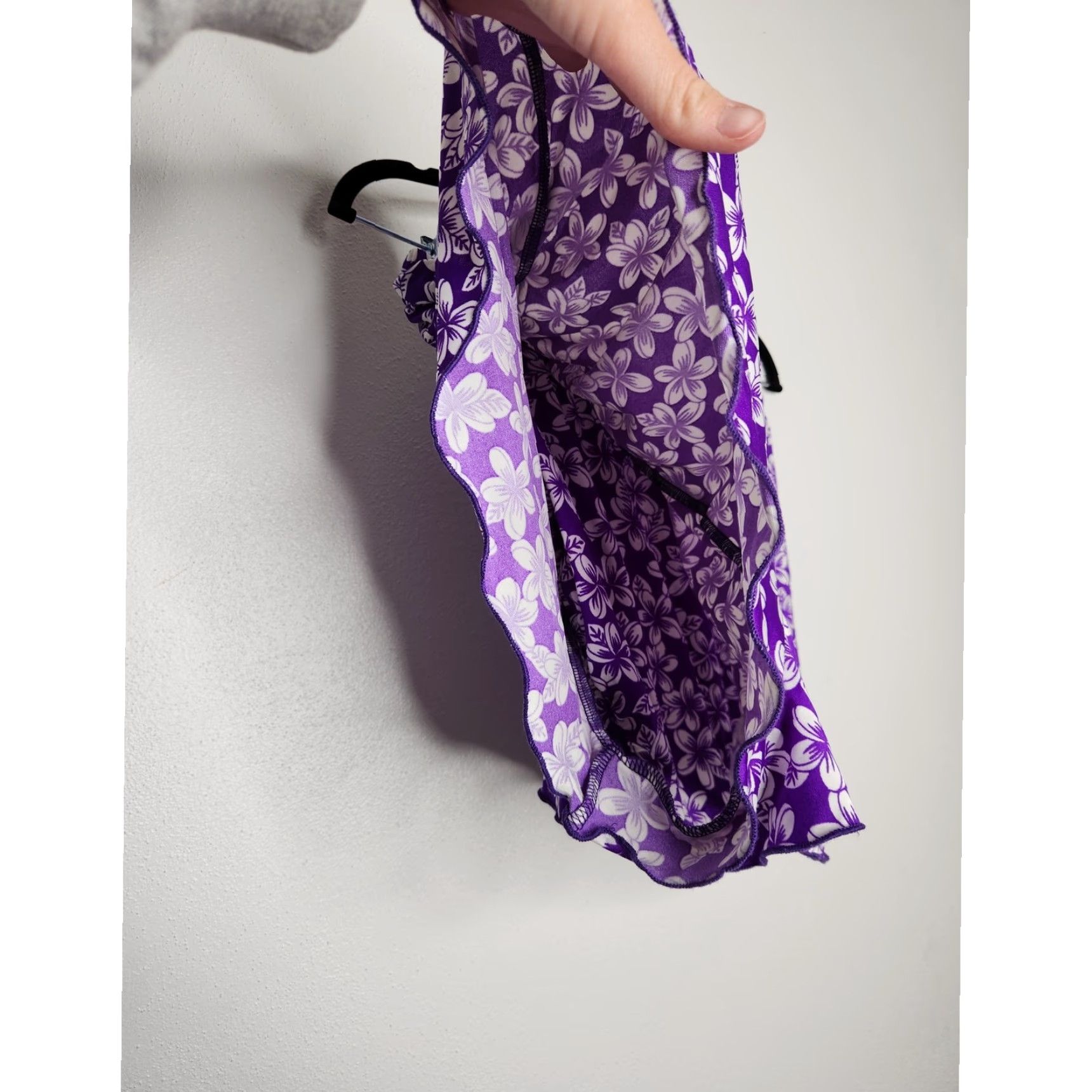 Lands' End VINTAGE Lands End Bottom Womens 14 Purple Floral Hibiscus Hawaiian Bathing Suit Shorts Size 36" / US 14 / IT 50 - 3 Thumbnail